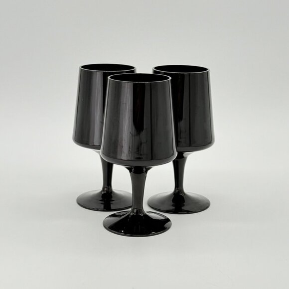 Set of 3 Vtg. Amethyst Wine Glasses 5 " Verve Gorham Crystal - Picture 6 of 8